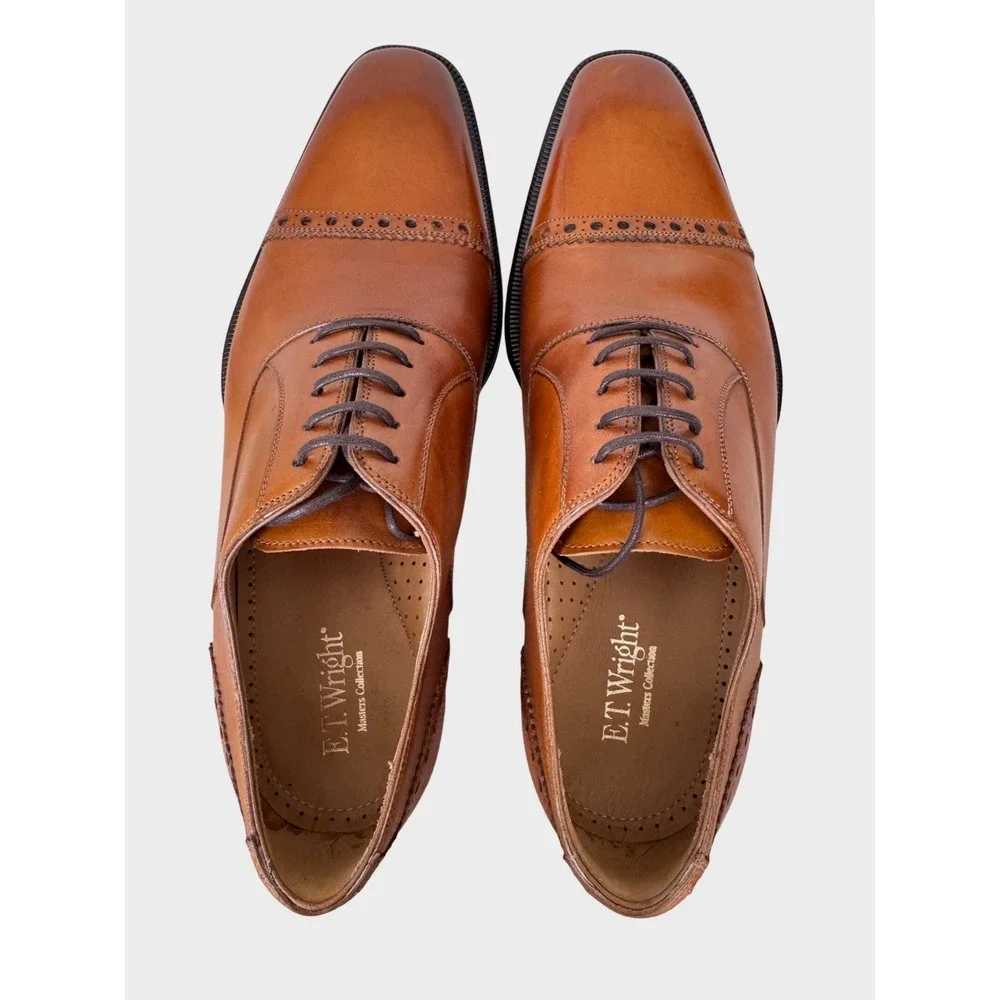 E.T. Wright Masters Collection Benito Cap Toe Oxford Camel Tan 7.5D New In Box